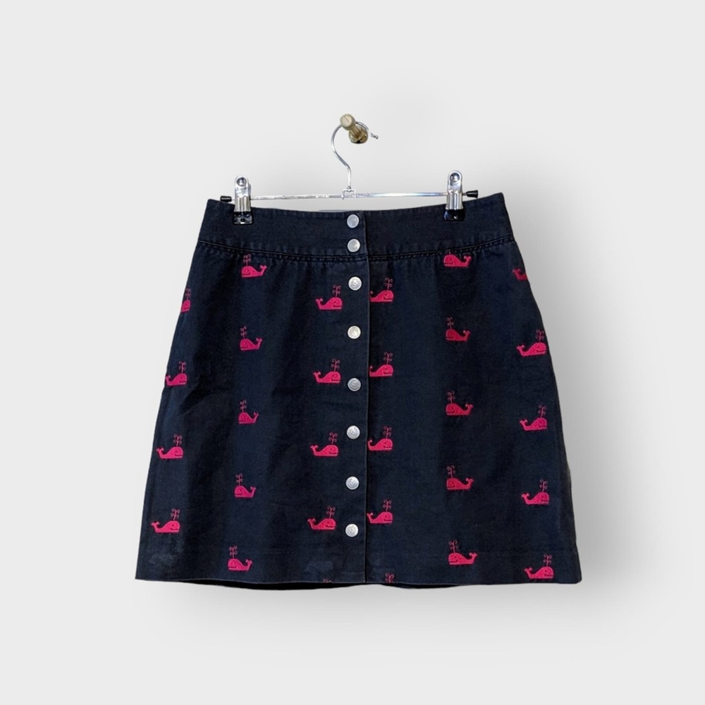 Vintage Lilly Pulitzer Embroidered Denim Whale Skirt